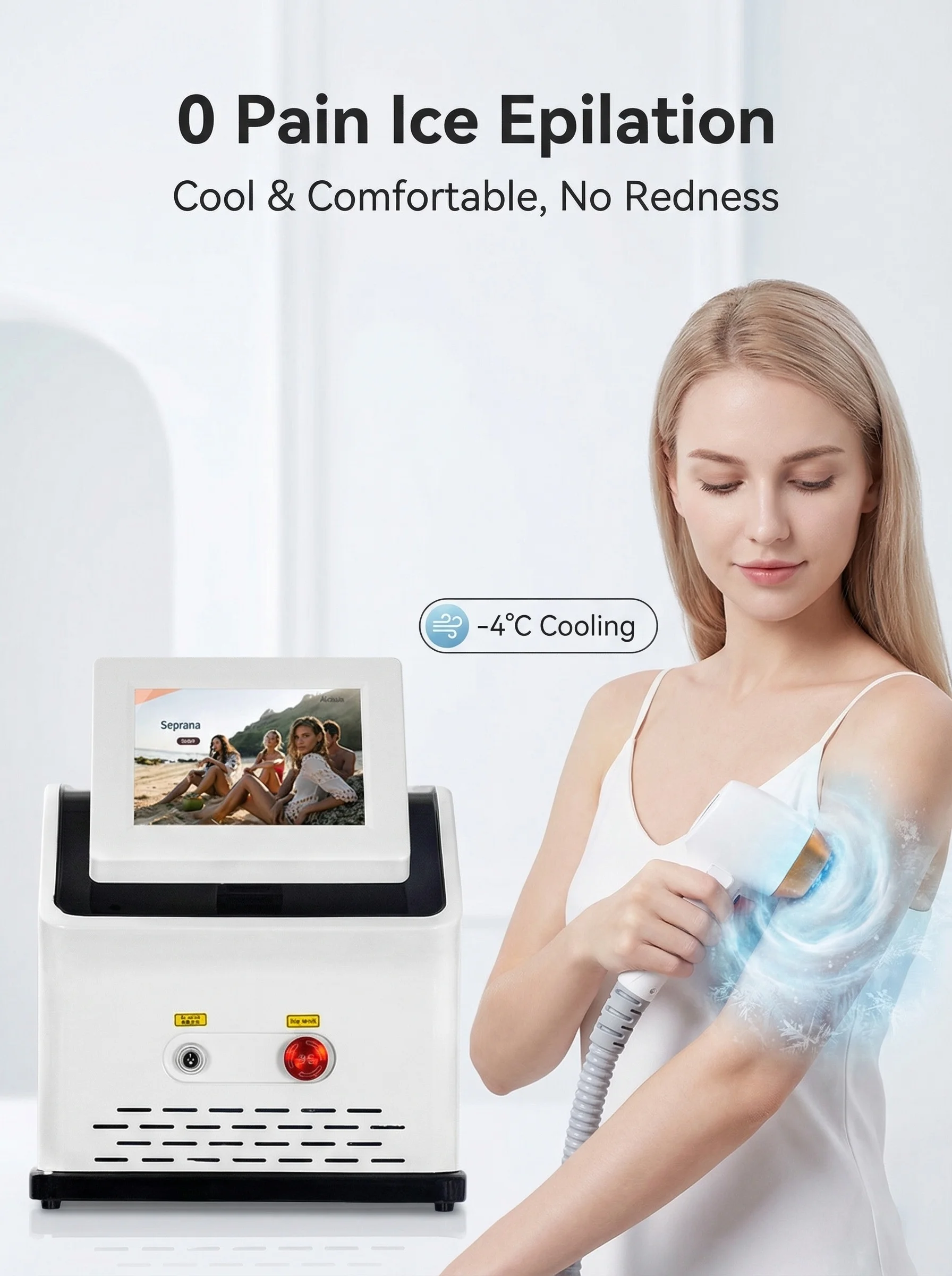

4000W Soprano Titanium Ice Platinum Diode Laser 755/808/1064nm 3-Wavelength Painless Hair Removal Machine for Beauty Salons