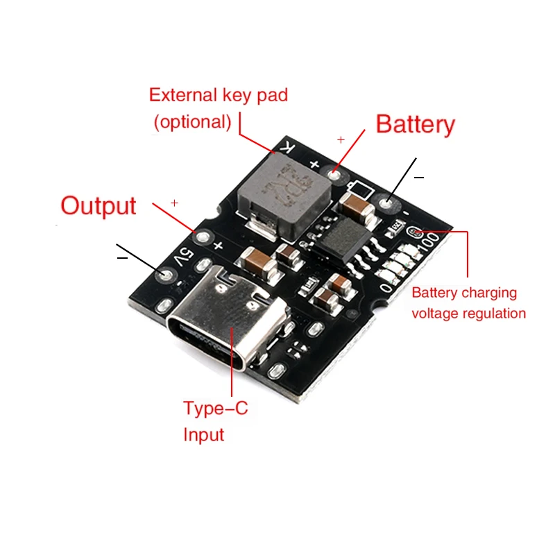 Type-C USB 5V 2A Boost Converter Step-Up Power Module Lithium Battery Charging Protection Board LED Display USB For DIY Charger