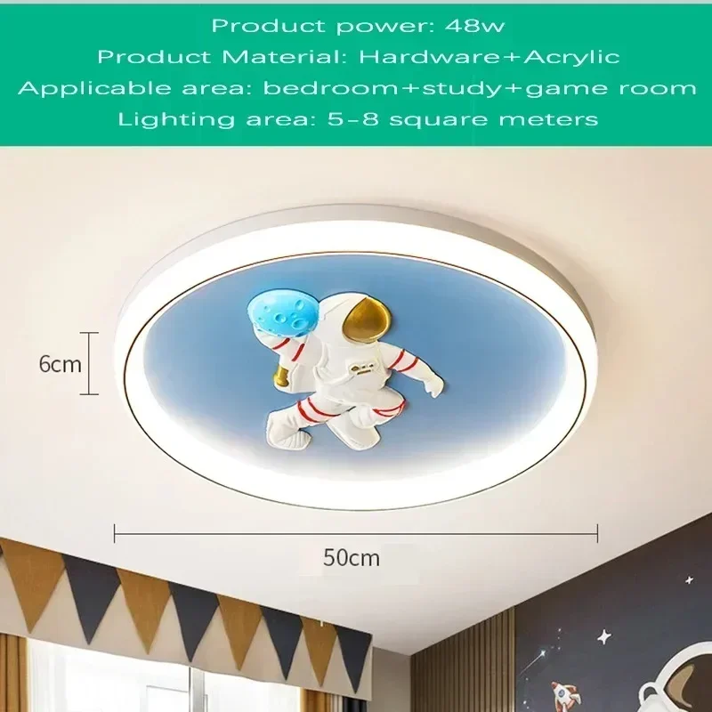 NONE Modern European Children Moon LED Astronaut Ceiling Lamp 6