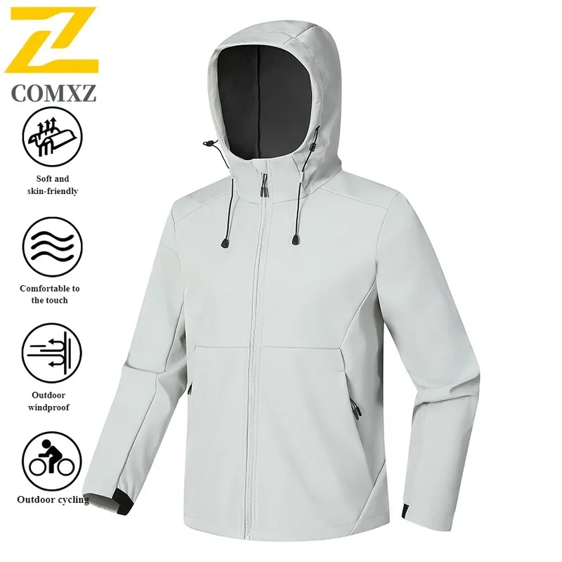 COMXZ cortavientos Mountain Tech Softshell impermeable con capucha abrigo al aire libre para senderismo Camping pesca Unisex urbano al aire libre 2025