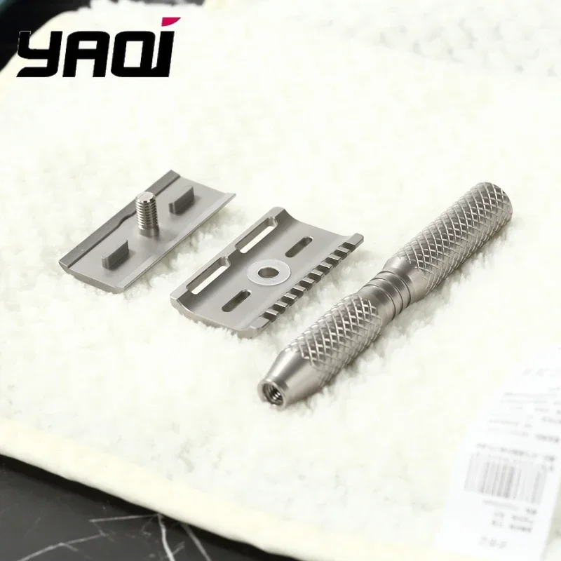 YAQI Ghost 90DC ماكينة حلاقة آمنة خفيفة الوزن من التيتانيوم بنمط الحبوب المتقاطعة