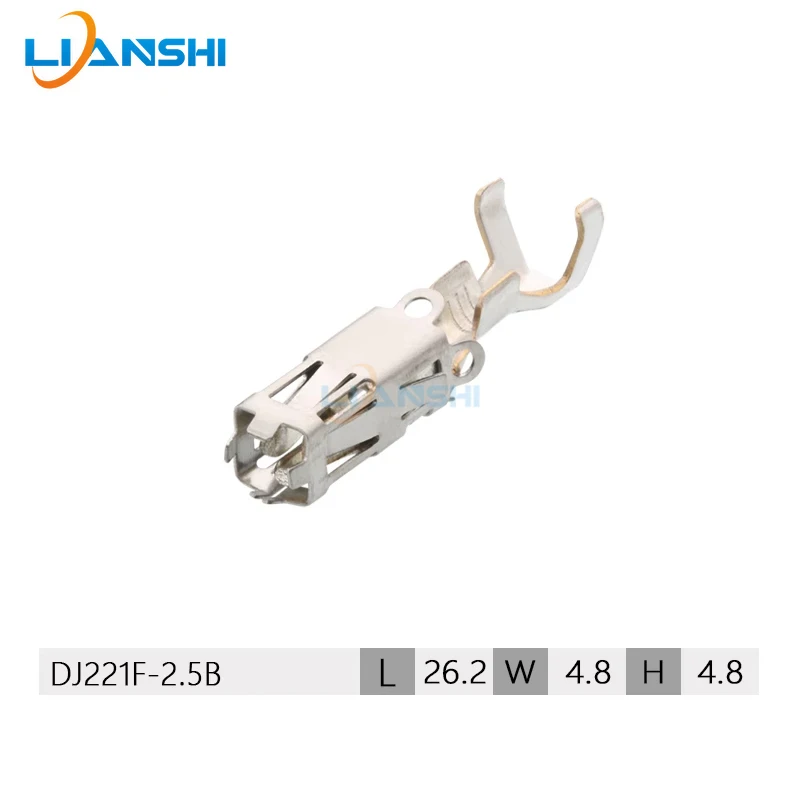100pcs Tinned wiring copper terminals Automotive connector connectors Brass insert spring pin DJ221F-2.5B