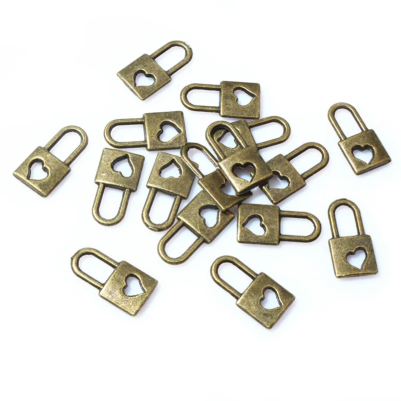 30pcs 16x8mm Antique Bronze Plated Heart Lock Handmade Charms Pendant:DIY for bracelet necklace