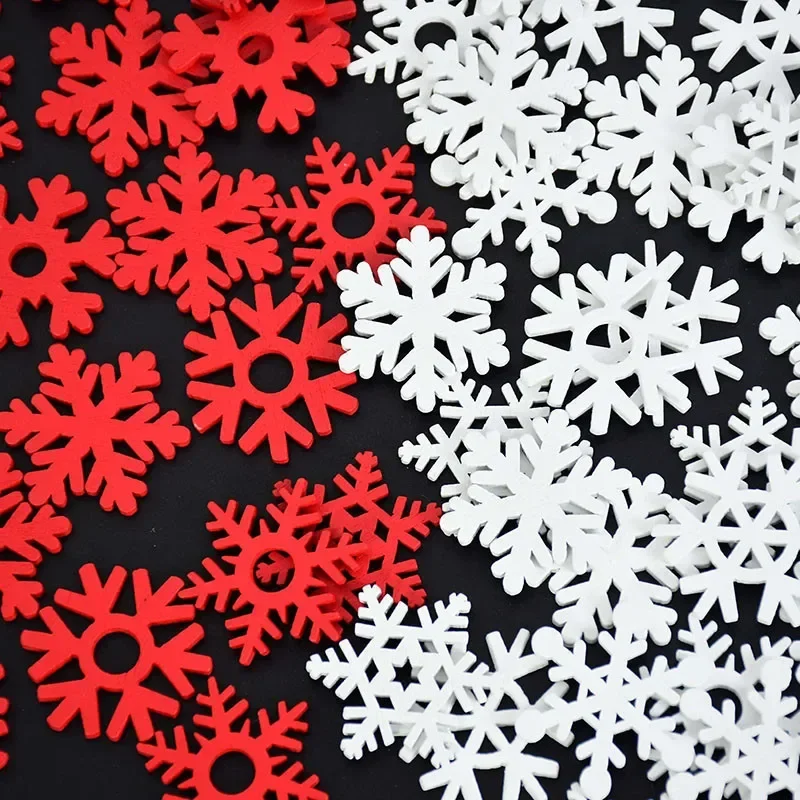 

20/25/35mm Wooden Christmas Snowflake Natural Scrapbooking Craft for Embellishments Handmade DIY Handicraft Decoration