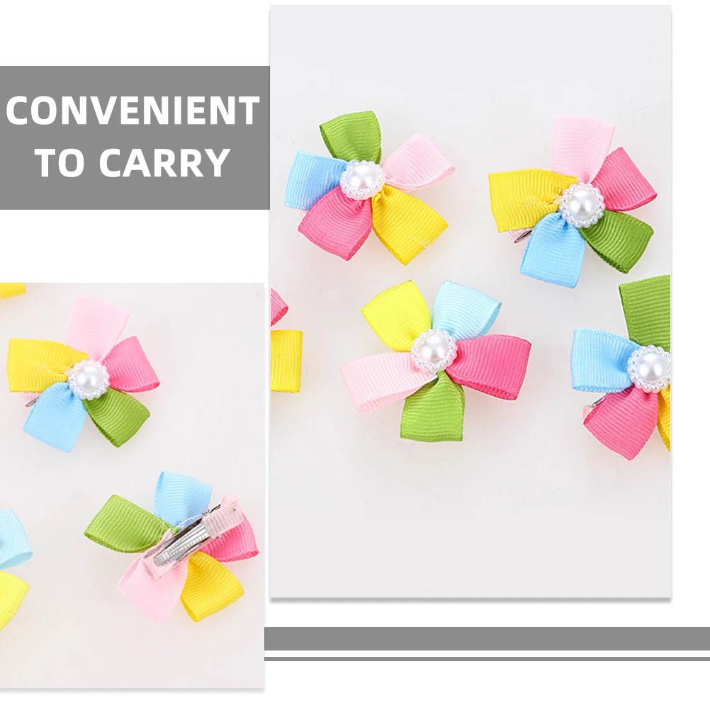 

10 Pcs Pet Five Petals Flower Hairpin Lovely Dog Cat Hair Clips Small Scissors Polyester Decorative Puppy Headdresses Durable