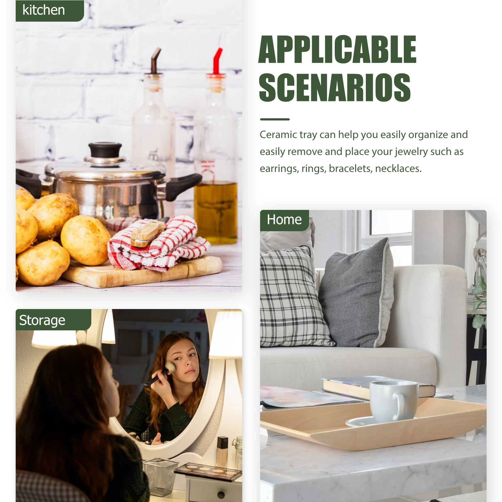 

Nordic Leaf Design Ceramic Jewelry Tray Decorative Ring Holder Plate Key Storage Organizer Dish Jewelry Tray Trinket Dish