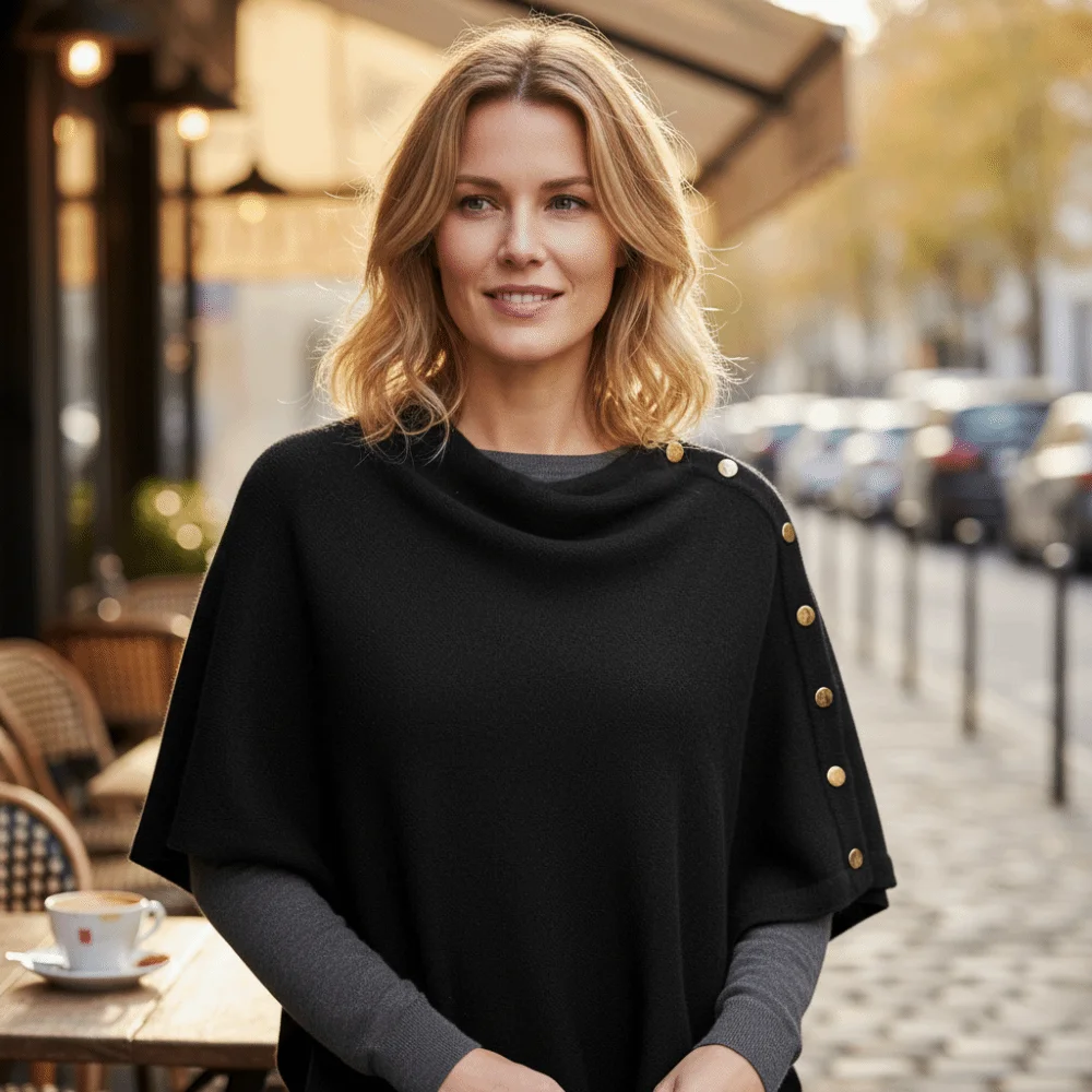 

Новая вязаная шаль-пончо из пашмины с пуговицами, теплая, толстая, асимметричная, повседневная, для осени и зимы