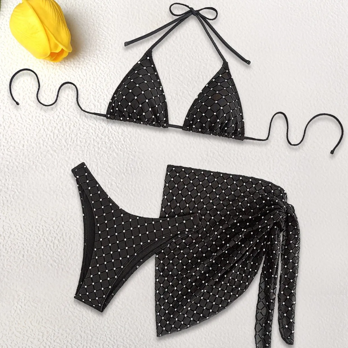 Хит продаж, женский сексуальный и тонкий купальник из трех частей с бронзовыми бретелями, новинка 2025, новинка