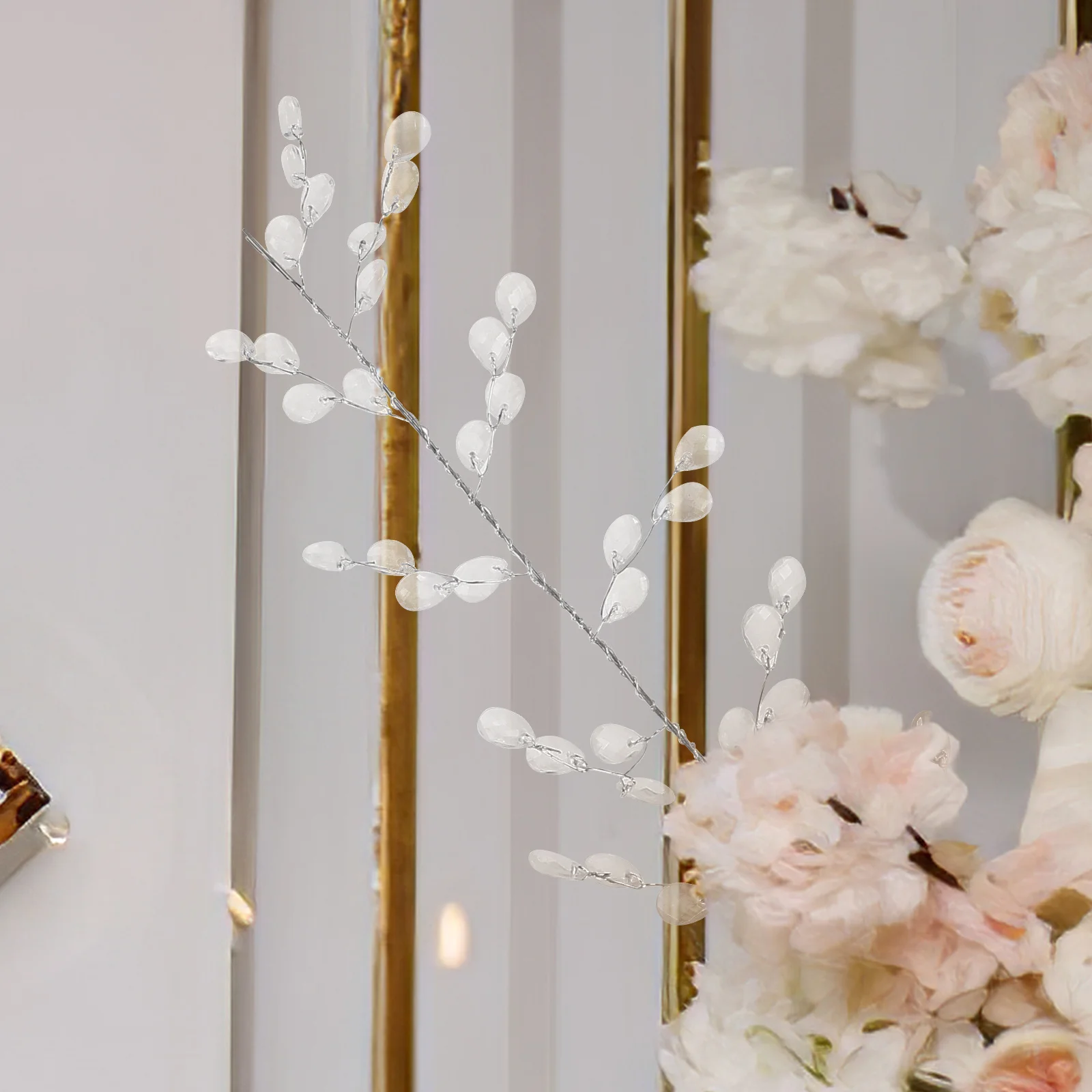 

4pcs Acrylic Crystal Flowers Bead Branch Artificial Flower Vine Wedding Home Diy Decoration Floral Craft Party Decor Bead Flower