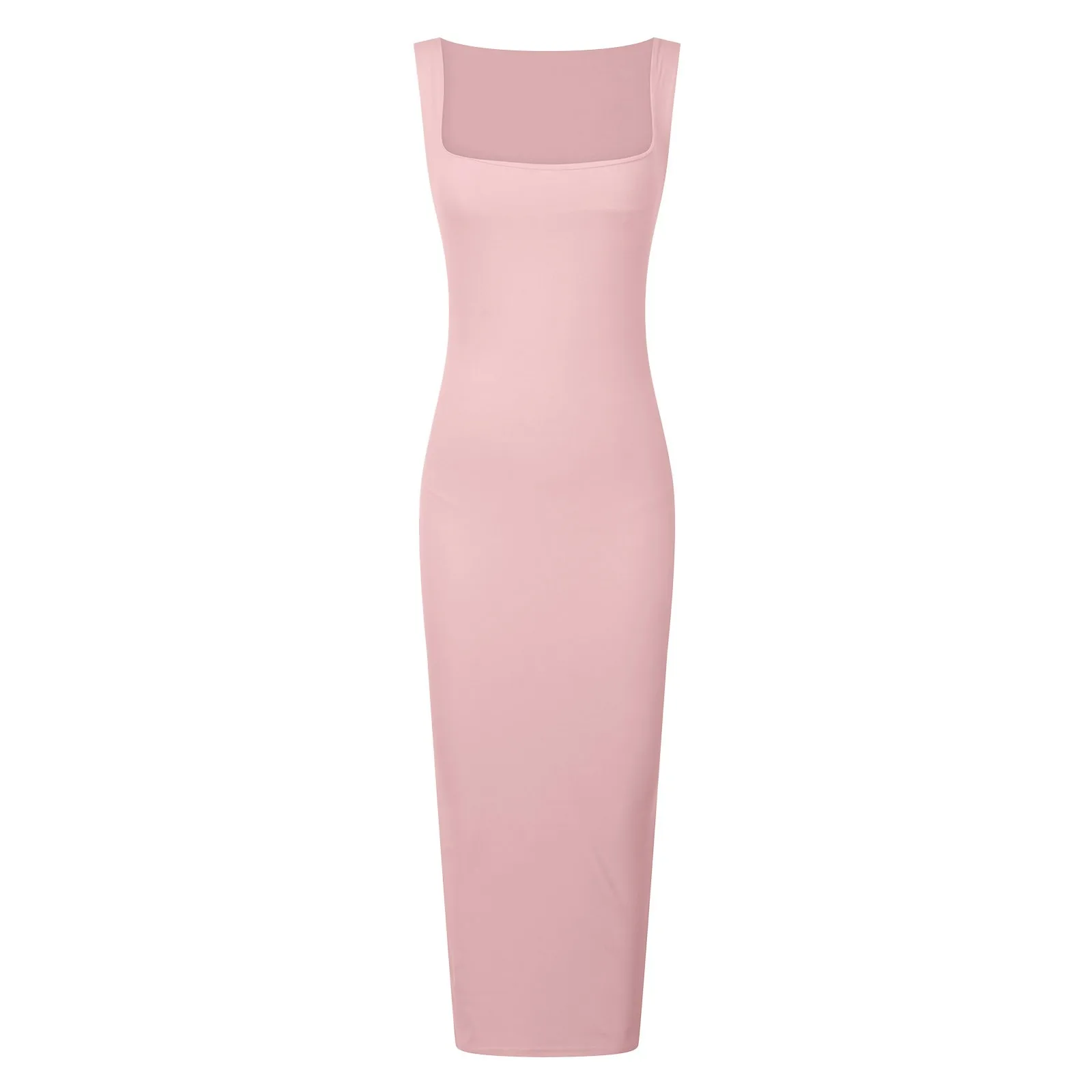 2024 Spring Summer New Dress Women\'s Sexy Slim Package Hip Split Halter Dress Fashion Sleeveless Square Neck Long Maxi Dresses