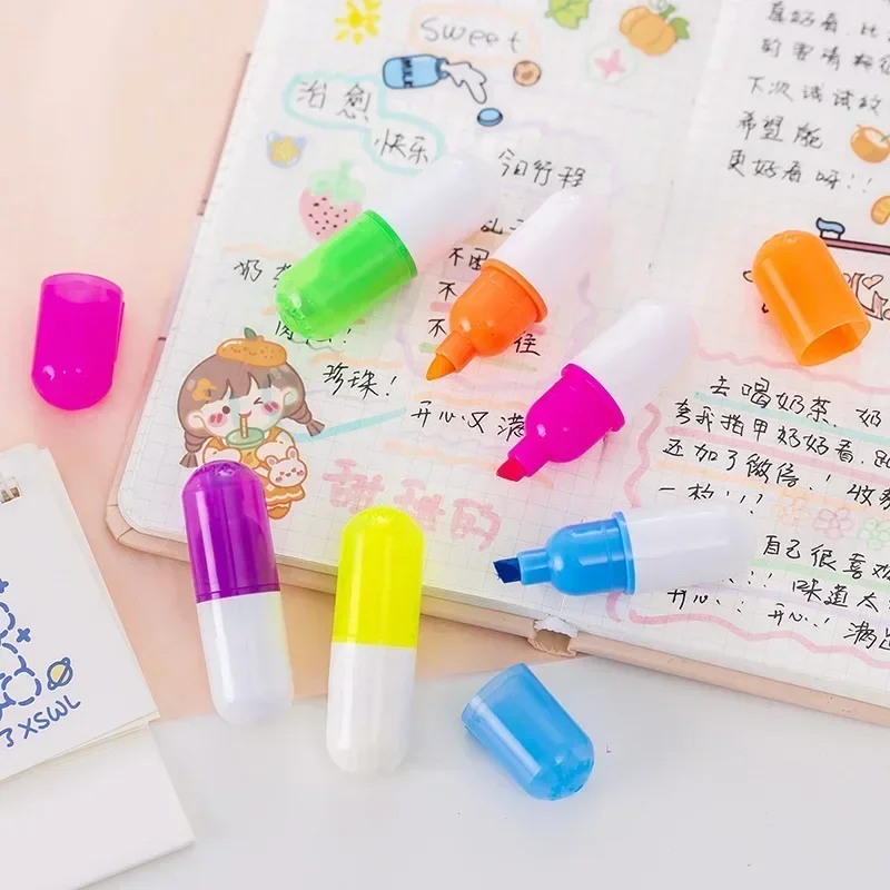 

1/5/10pcs Creative Pill Shape Mini Colorful Candy Highlighters Promotional Markers Gift Stationery Kawaii School Office Supply
