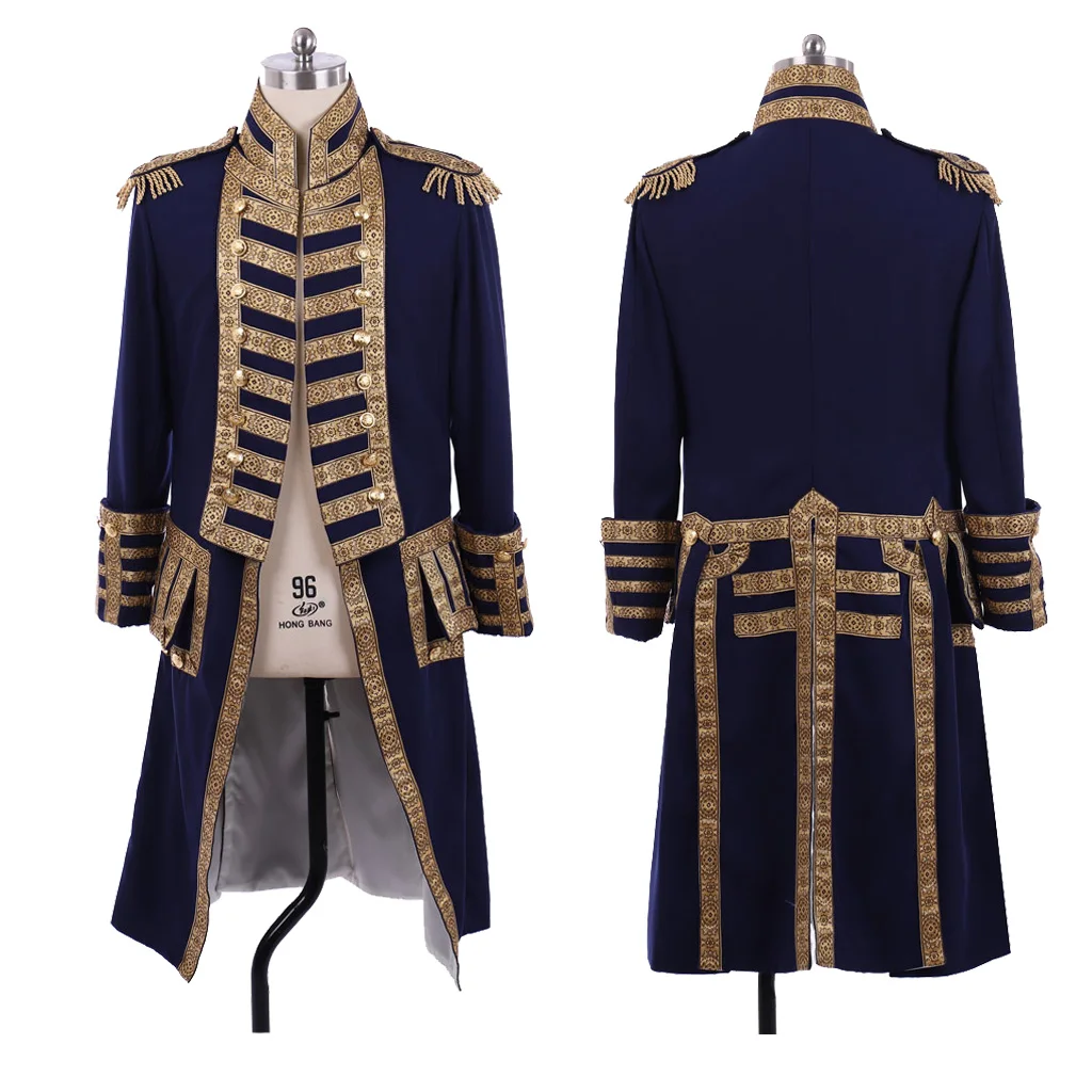 

18th Century Victorian Men's Soldier Officer Gold Embroidered Jacket Colonial Hamilton Regency Military Jacket Costumes