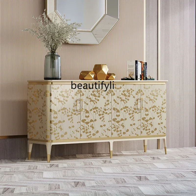 

32American light luxury dining side cabinet solid wood storage cabinet modern high-end entrance decorative cabinet