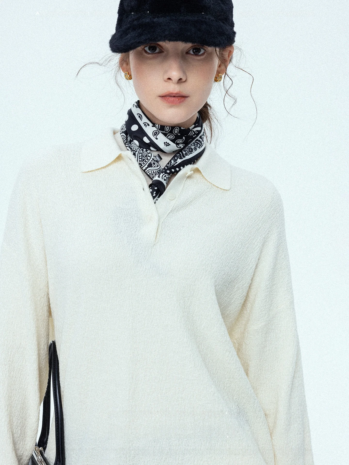 

Ele 00% Wool Knit Sweater Collar Casual Sle Women's Faionable Winter Commute Warm Soft Long Sve Striped Sweater