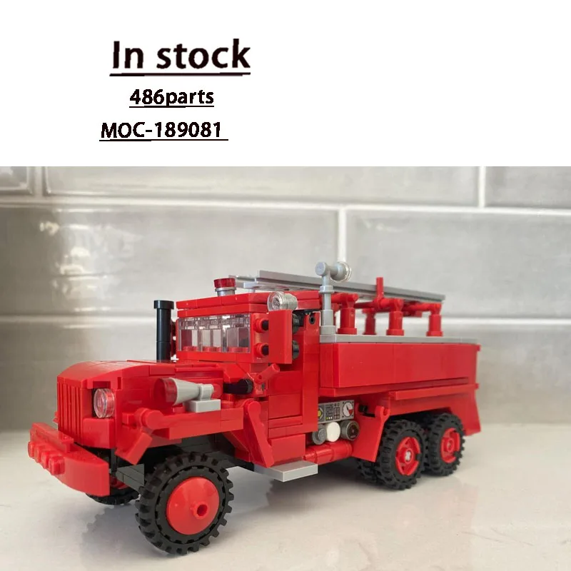 

MOC-189081 City Road New Fire Truck Building Block Model 486 Parts MOC Boys' Children's Birthday and New Year Toy Gift