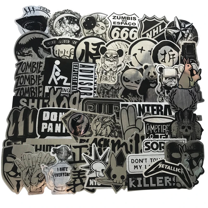 10/30/50/100pcs Cool Punk Metallic Niello Laser Stickers Aesthetic DIY Skateboard Laptop Motorcycle PVC Graffiti Sticker Decals