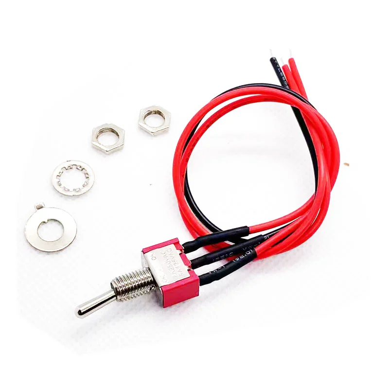 10PCS Button switch with cable 2 pin 3 pin 2 gear 3 gear swing head arm switch MTS-102 101 103 123 Cable 20CM