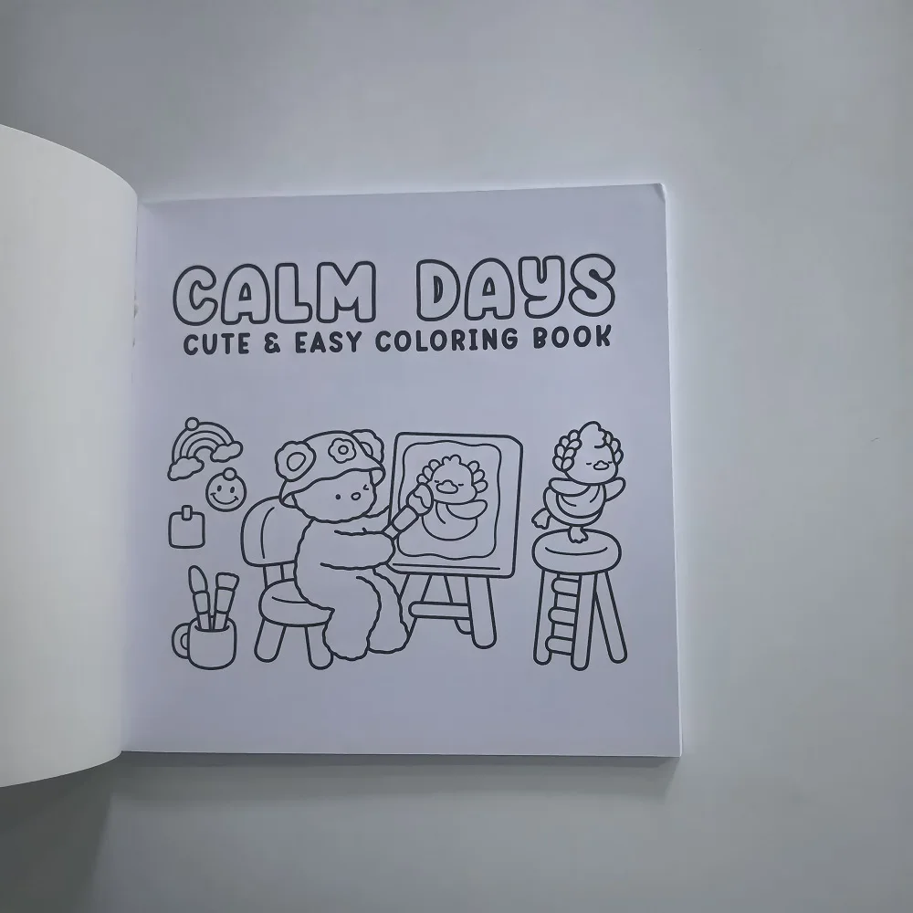 Cute Animal Stress Relief Coloring Book - Calm Days Drawing Perfect Gift for Birthday Christmas Party view 4
