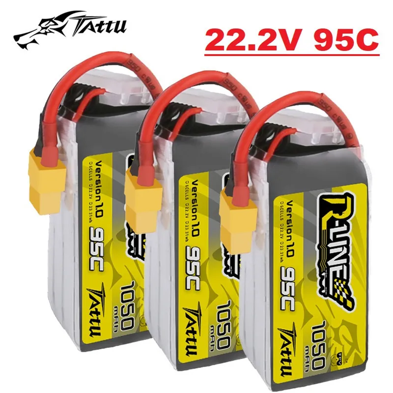 

TATTU R-LINE 1.0 95C 22.2V 1050mAh LiPo Battery For RC Helicopter Quadcopter FPV Racing Drone Parts With XT60 Plug 6S Battery