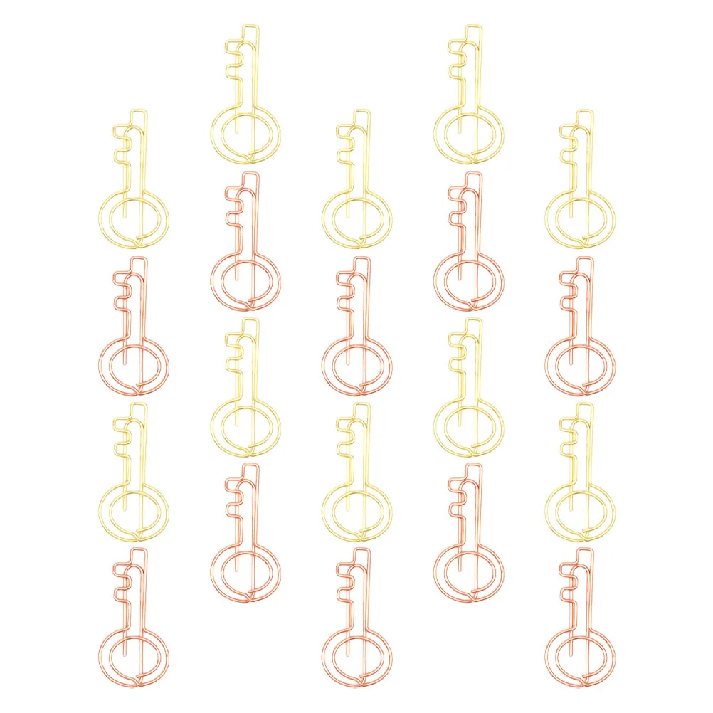 

20pcs Metal Paper Clips Colorful Bookmarks Cute Key Shaped Stationery Student Test Papers Office Supplies Document