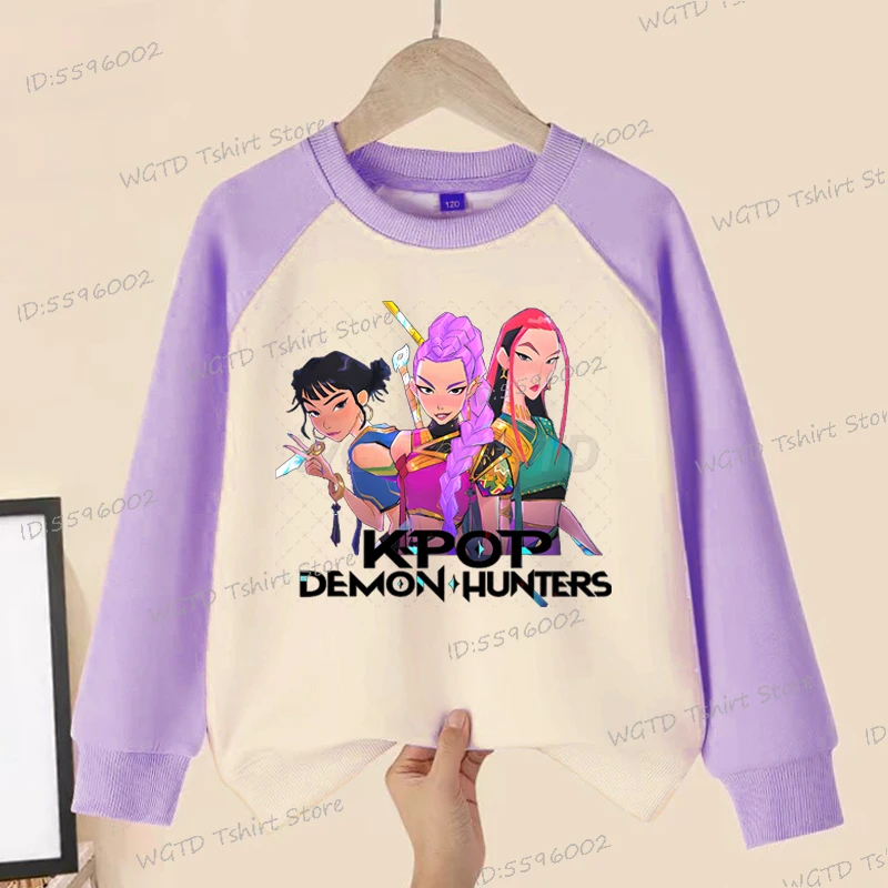 Kids Clothes Hot Movie Print Sweatshirts Harajuku Fashion Casual Toddler Girl Clothing Soft Cotton Girls Color-Block Tops