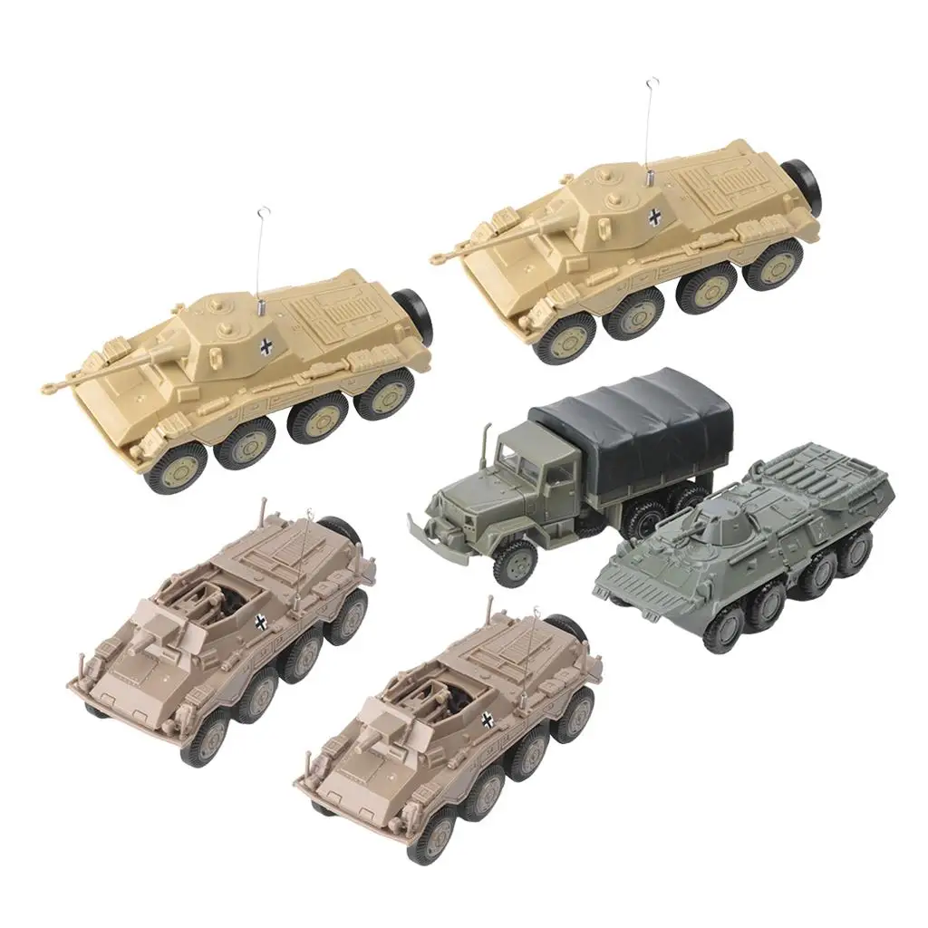 6/Set Plastic Armoured Tank /72 Battle Model Kit Desk Decor Gift