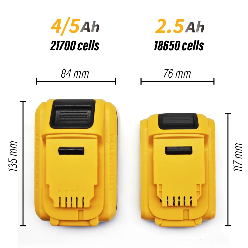 TPCELL 4Ah/5Ah For DeWalt 20V Battery 21700 DCB204  Replacement Battery Compatible With For Dewalt 18V/20V Tools Battery