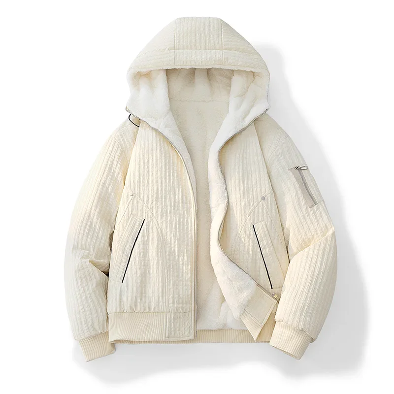 

Men's Fleece Hooded Warm Cotton Cargo Parka Outdoor Snow Jacket Windproof Coats Thickened -30 Degree Keep Warm Outerwear