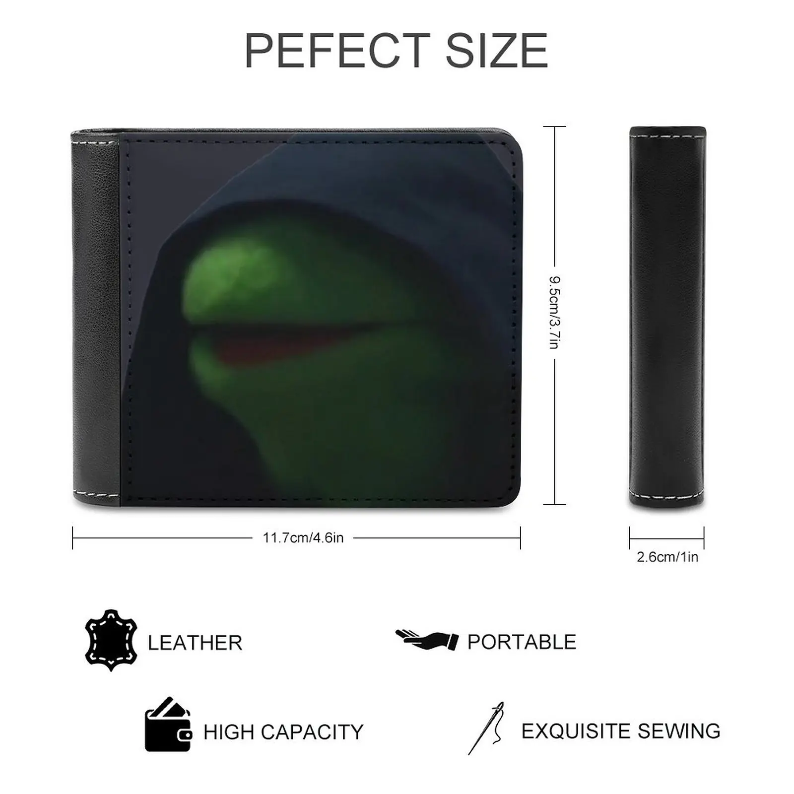 Dark Leather Wallet Men Classic Black Purse Credit Card Holder Fashion Men's Wallet Funny Comedy The Frog Breakup Frog Box