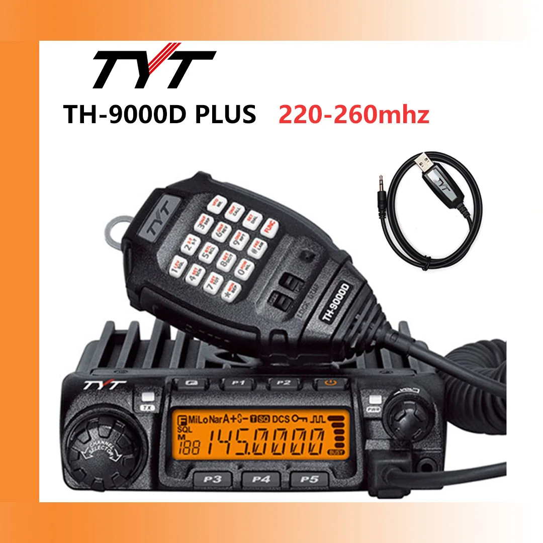 TYT TH-9000D PLUS High Power 65W 220-260MHz Walkie Talkie Long Range Car Transceiver Truck Mobile Ham Mobile Radio