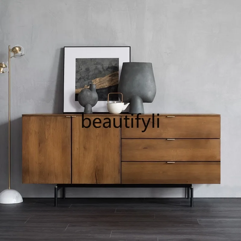 

French American Style Sideboard Entrance Hallway French Nordic Retro Distressed Storage Cabinet All Solid Wood