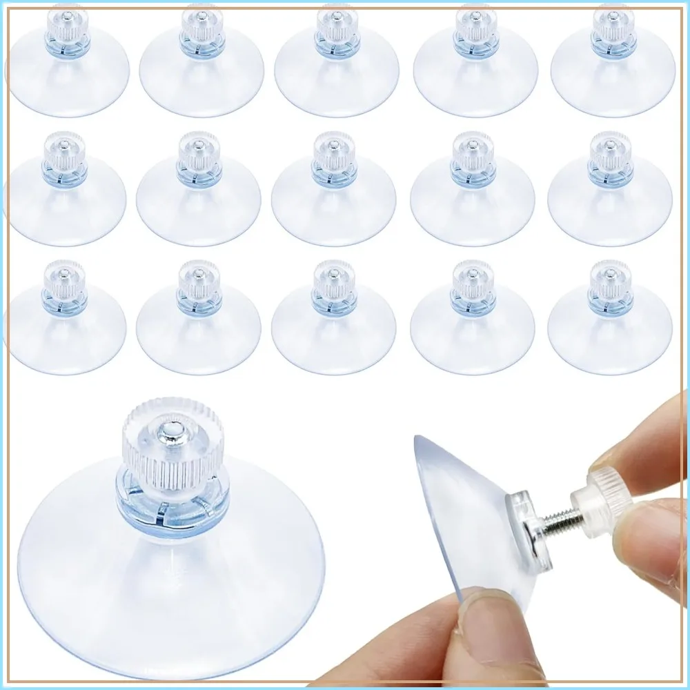 16 PCS Clear PVC Suction Cup Hooks for Glass, 40mm Sucker Pads for Bathroom, Wall, Door, Window, Car Shade Organization