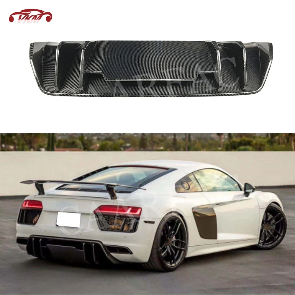 

Dry Carbon Fiber Rear Diffuser Lip Spoiler For Audi R8 V8 V10 2017 2018 2019 2020 FRP Prime Skid Plate Car Bumper Protector