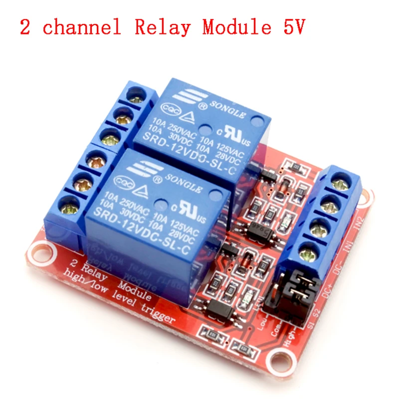 2 Channel Relay Module 5V High and Low Level Trigger Relay Control with Optocoupler Two Way Relay