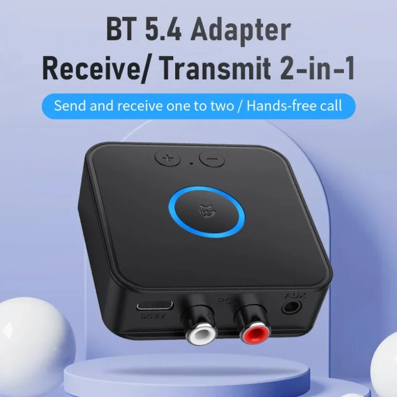Bluetooth-Sender-Empfänger 6.0 2-in-1-Audioadapter RCA AUX Dual Link Low Latency für TV-Autoradio Home Amp Schwarz