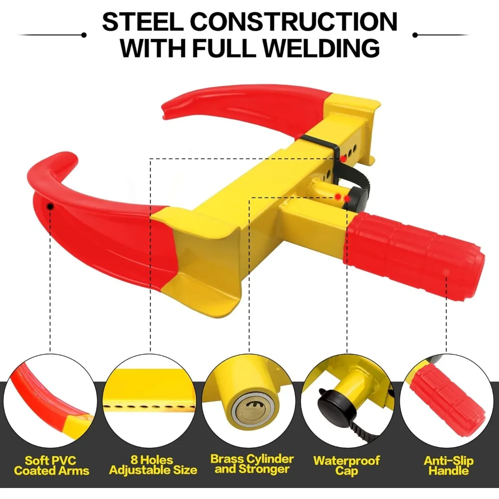 NEW-2 حزم عجلة المشبك قفل أقفال الإطارات الأمنية العالمية مكافحة سرقة قفل صالح معظم المركبات ماكس 11 "عرض الإطارات للمقطورات SUV #3