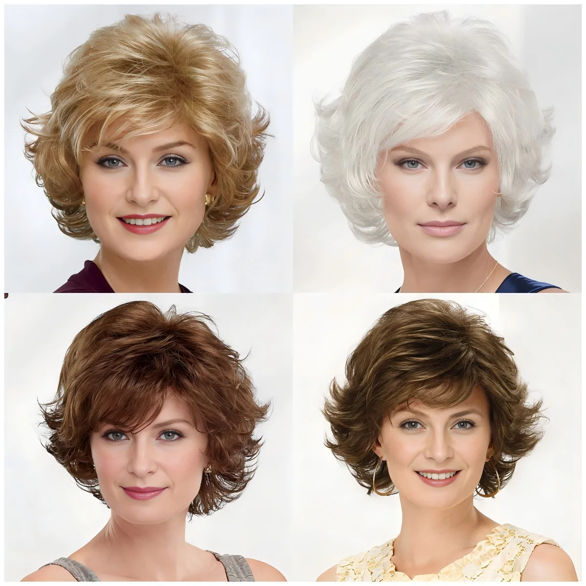 

Парик для пожилых женщин из термостойкого шелка с сеткой, набор для костюма старушки, прическа на Хэллоуин, случайный цвет