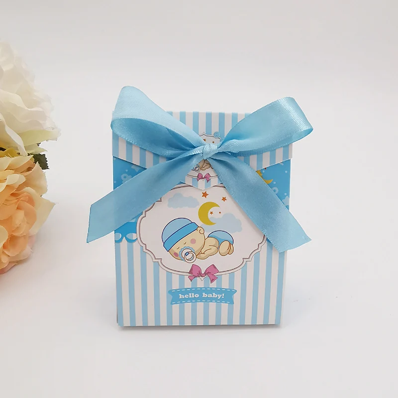 10/20Pcs Baby Dusche Cartoon Süßigkeiten Geschenk Box Mit Band Elefanten Baby Kinderwagen Geburtstag Gunsten Geschenk Verpackung box Baby Souvenirs – Detail 15