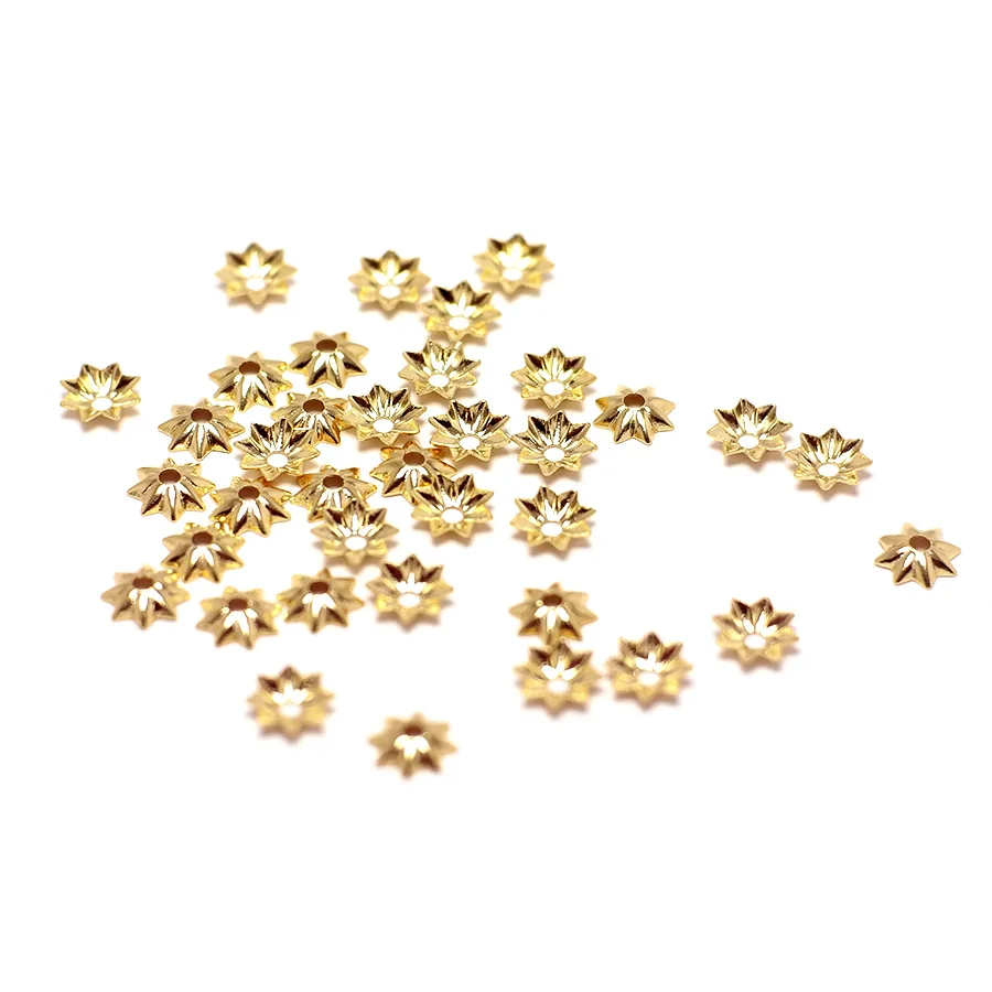 50pcs Flower Spacers,Gold Color Plated Brass,Octagon Spacers Beads,Earring Findings Jewelry Supplies 5x1.15mm