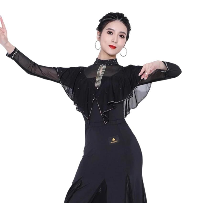

2026 New Latin Dance Clothes Modern Dance Clothes Tops One-Piece Dancing Dress National Standard Dance Clothing Exercise Shirts