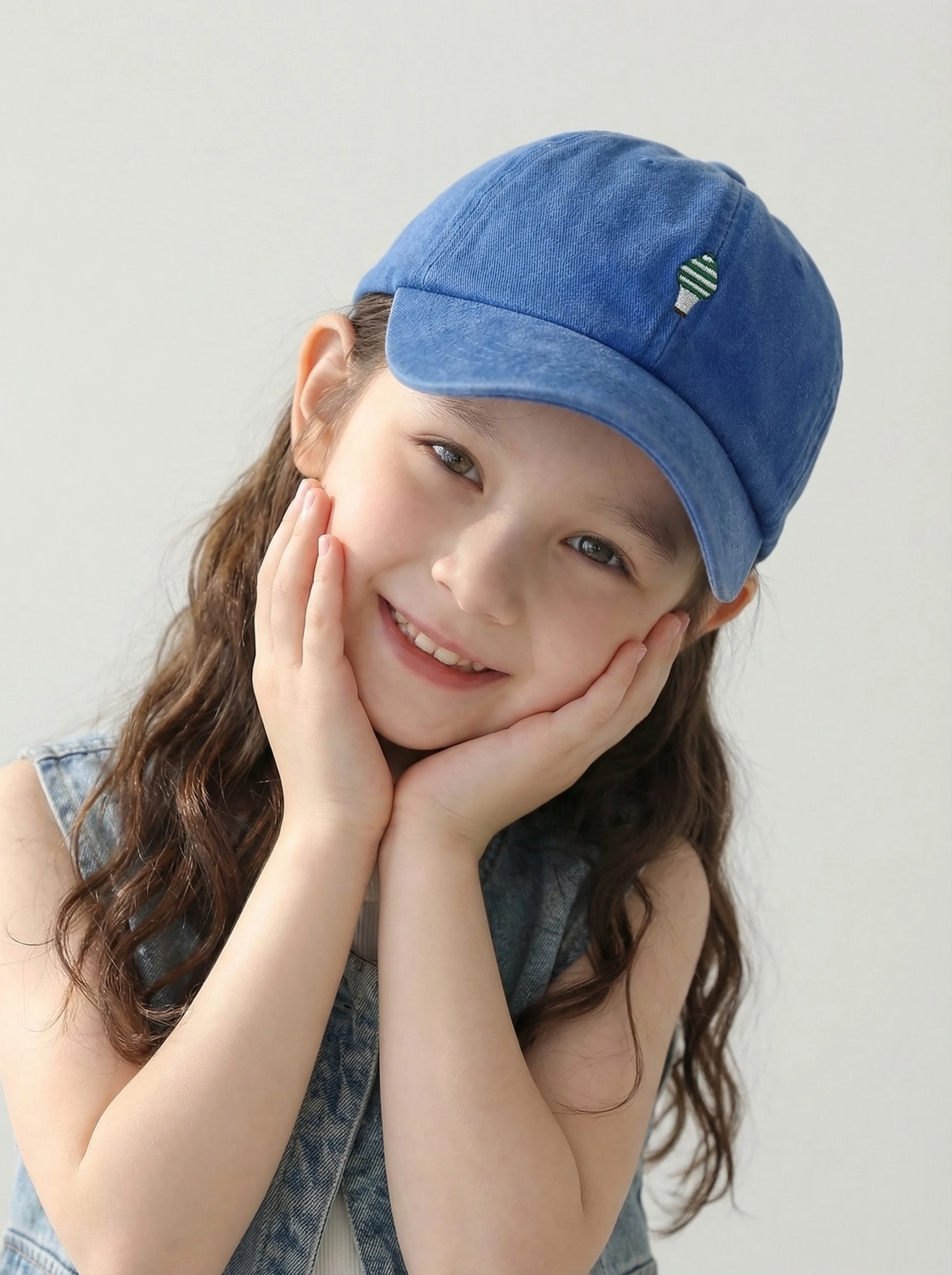 naits-keits-レトロウォッシュドベースボールキャップ子供用日焼け防止帽子刺繍キャラクターカフハット春シーズンユニセックス