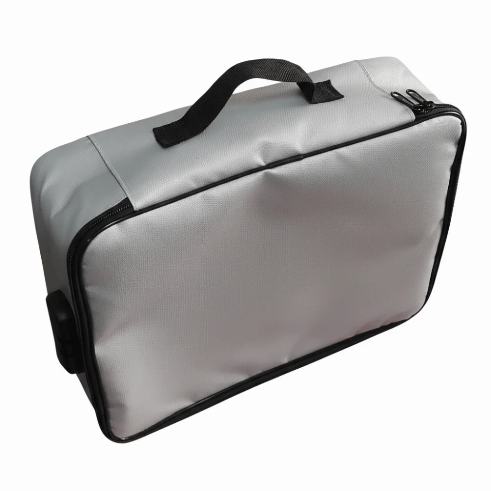 Double Zipper Fireproof Document Bag Large Capacity 3-Layer Design Document Storage Box Waterproof Code Lock Money File Bags