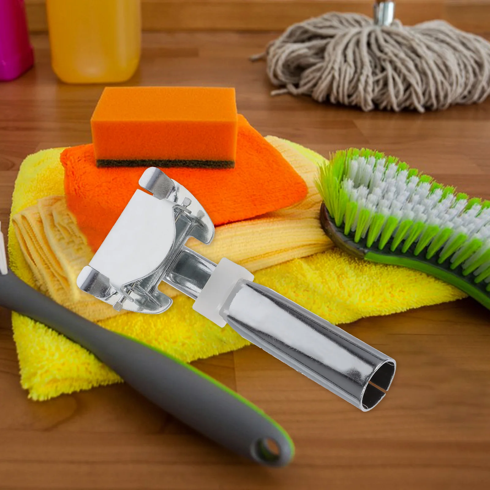 

2pcs Stick Clamp Metal Rod Adapter Replacement Clip For Floor Cleaning Broom Pole Clamp Mop Handle Clip Mop Pole Replacement