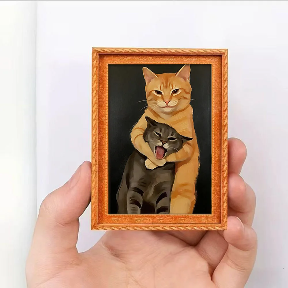 Lustiger Katzen-Umarmungs-Kühlschrankmagnet, Kunstdruck im Vintage-Stil, Kühlschrankaufkleber, dekoratives magnetisches Ornament für Küche und Zuhause