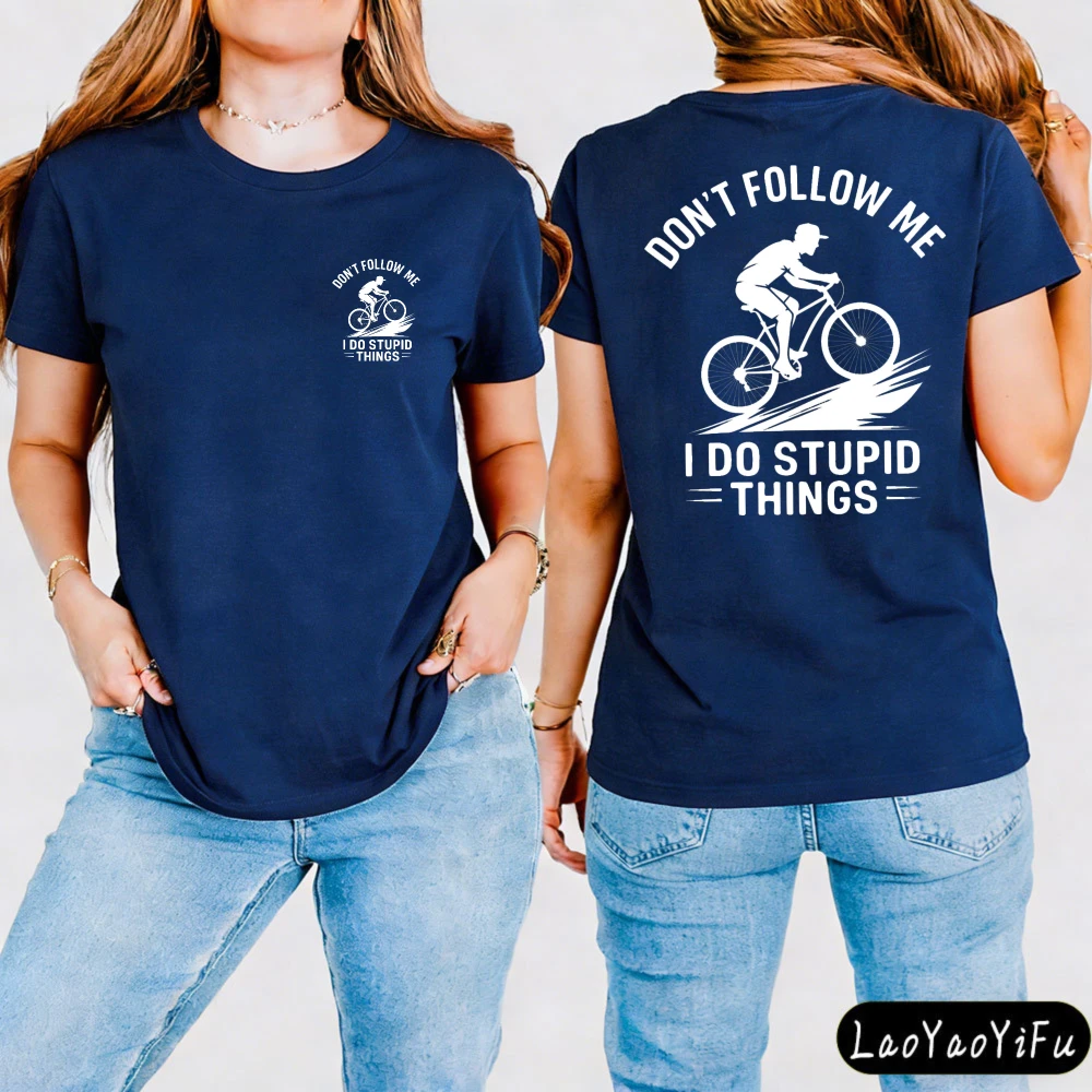Biker Gift T-Shirt for Women Vintage Mountain Bike Print Tees 