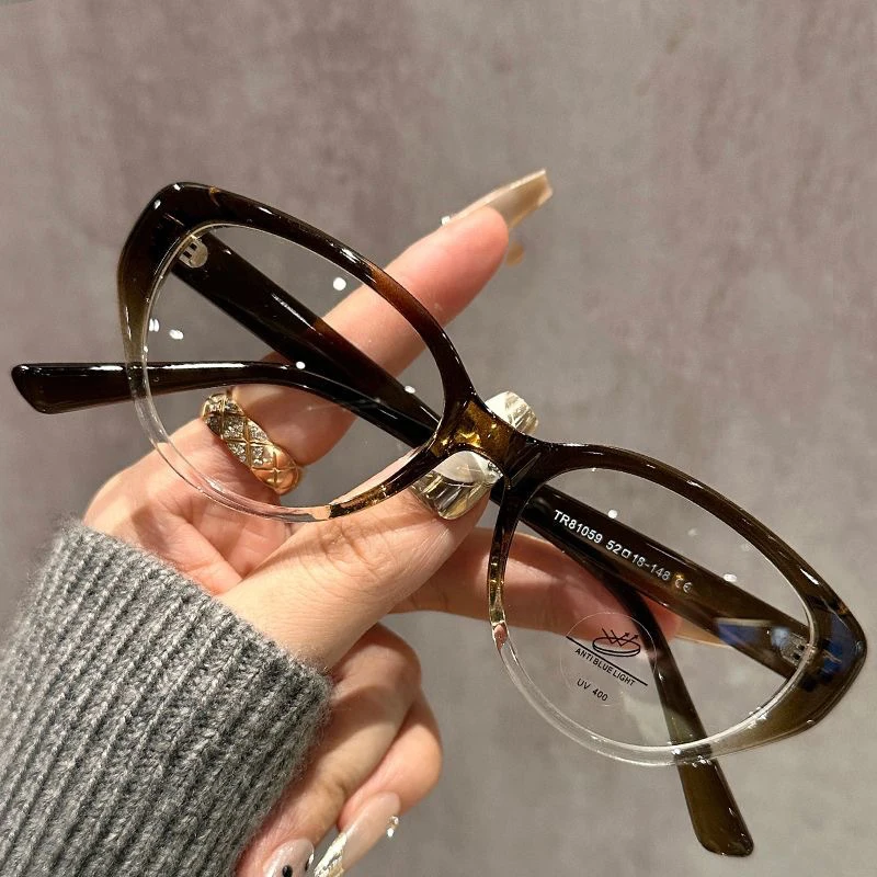 여성용 맞춤형 고양이 눈 안티 블루라이트 안경 근시 안경 패셔너블 플랫 라이트 안경 9027