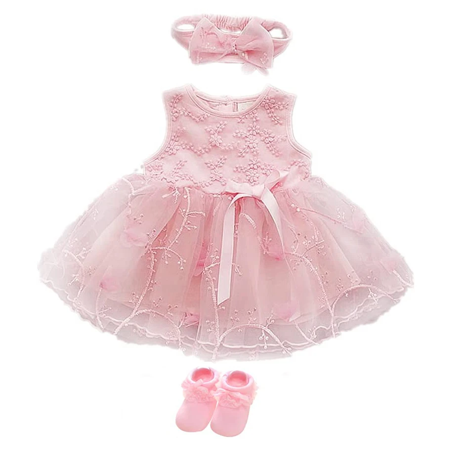 Robe de Baptême à Fleurs pour Bébé Fille de 0, 3, 6 et 9 Mois, Tenue Formelle pour Occasions Spéciales