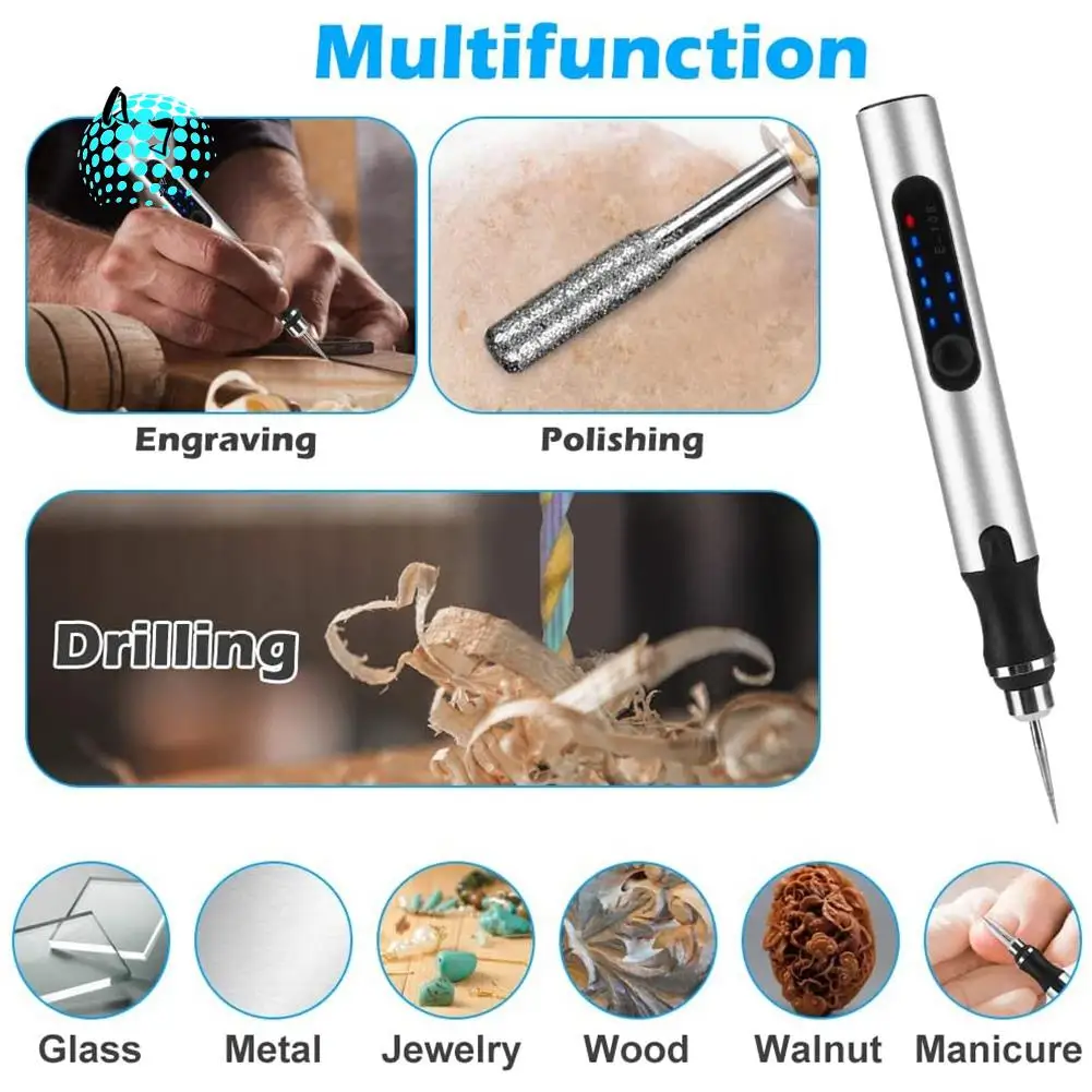 

A07F-Electric Engraving Pen Kit,Cordless Rechargeable Grinding Pen With 35 Bits,For Carving Glass Jewelry Wood Stone Manicure