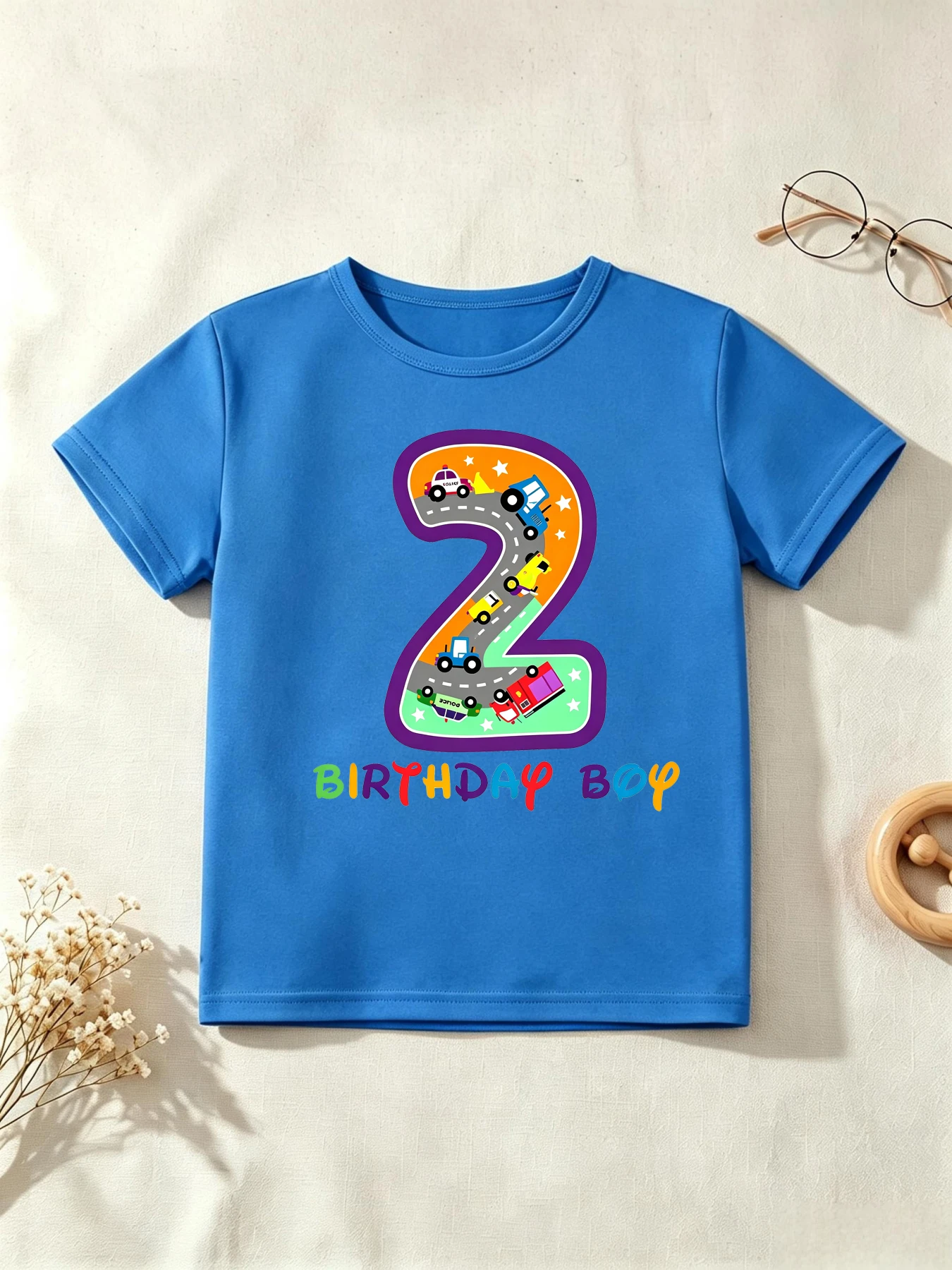 2nd Birthday Boy Construction Vehicle Bulldozer And Truck Printed T Shirt Boy The Best Birthday Gift T-Shirt Funny Kids Clothes