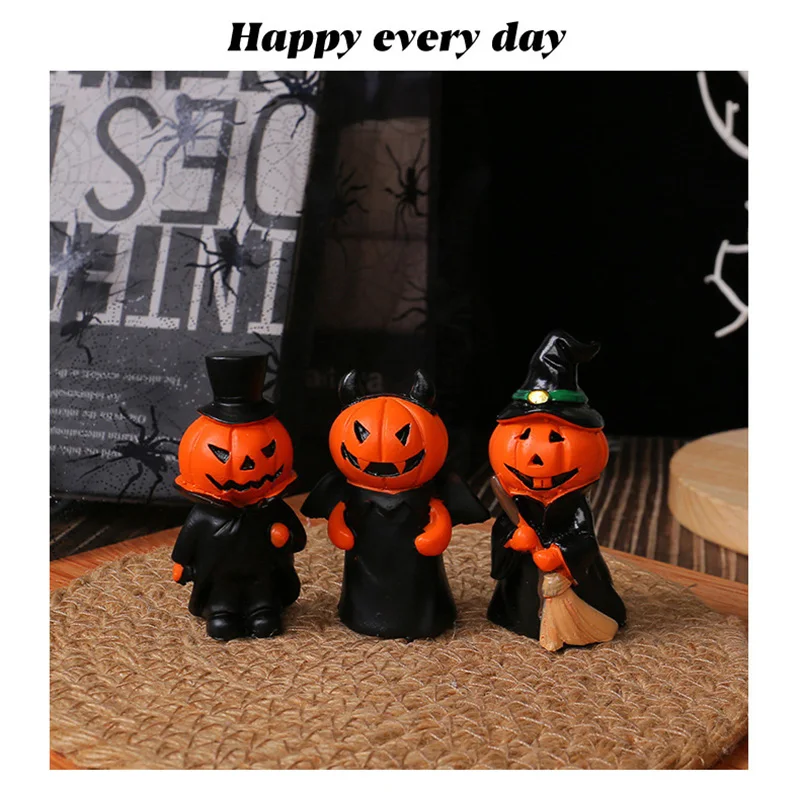 

Halloween Mini Pumpkin Ornament Little Devil Gentleman Doll Set Home Party Resin Craftsmanship Home Decoration Desktop Ornament